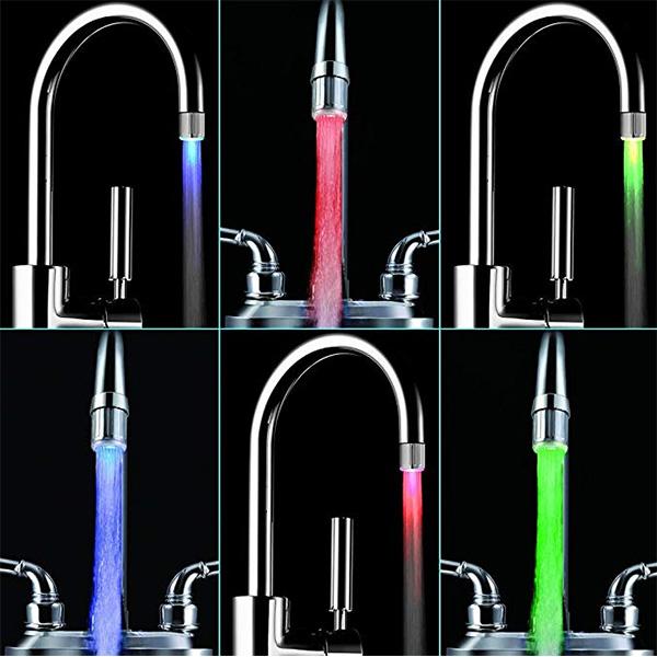 LED  Water Faucet, 3 Changing Colors Temperature Control,  7 Colors Change Casually, 2Pcs